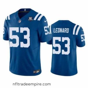 Gorgeous Indianapolis Colts 53 Shaquille Leonard Blue 2023 F.U.S.E 40th Anniversary Vapor Untouchable Stitched Football Jersey