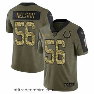 Charming Indianapolis Colts 56 Quenton Nelson 2021 Salute To Service Olive Camo Limited Stitched Jersey