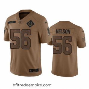 Exquisite Indianapolis Colts 56 Quenton Nelson 2023 Brown Salute To Sertvice Stitched Football Jersey