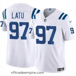 Irresistible Indianapolis Colts 97 Laiatu Latu White 2024 Draft F.U.S.E  Vapor Limited Stitched Football Jersey