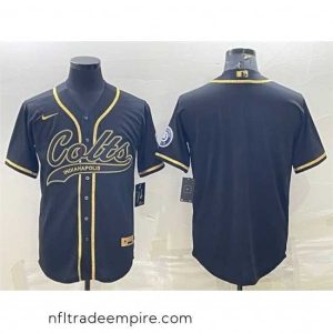 Stunning Indianapolis Colts Blank Black Gold With Patch Cool Base Stitched Baseball Jersey