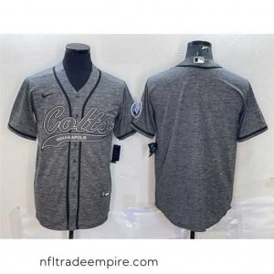 Delightful Indianapolis Colts Blank Grey With Patch Cool Base Stitched Baseball Jersey