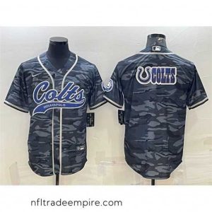 Stunning Indianapolis Colts Grey Camo Team Big Logo With Patch Cool Base Stitched Baseball Jersey