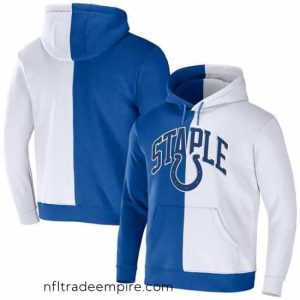 Magnificent Indianapolis Colts Royal White Split Logo Pullover Hoodie