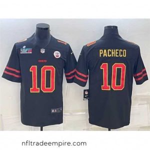 Irresistible Kansas City Chiefs 10 Isiah Pacheco Black Red Gold Super Bowl LVII Patch Vapor Untouchable Limited Stitched Jersey