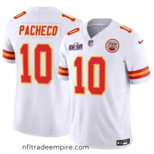 Alluring Kansas City Chiefs 10 Isiah Pacheco White 2023 F.U.S.E  Vapor Untouchable Limited Stitched 2024 Super Bowl LVIII Jersey