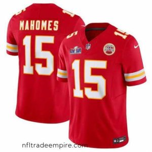 Charming Kansas City Chiefs 15 Patrick Mahomes Red 2023 F.U.S.E  Vapor Untouchable Limited Stitched 2024 Super Bowl LVIII Jersey