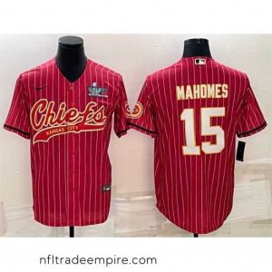 Alluring Kansas City Chiefs 15 Patrick Mahomes Red With Super Bowl LVII Patch Cool Base Stitched Baseball Jersey
