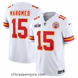 Exquisite Kansas City Chiefs 15 Patrick Mahomes White 2023 F.U.S.E  Vapor Untouchable Limited Stitched 2024 Super Bowl LVIII Jersey