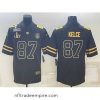 Delightful Kansas City Chiefs 87 Travis Kelce Black Golden Super Bowl LV And Super Bowl LVII Patch Vapor Limited Stitched Jersey