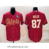 Enchanting Kansas City Chiefs 87 Travis Kelce Red With Super Bowl LVII Patch Cool Base Stitched Baseball Jersey