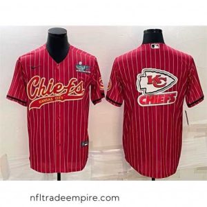Charming Kansas City Chiefs Red Team Big Logo With Super Bowl LVII Patch Cool Base Stitched Baseball Jersey