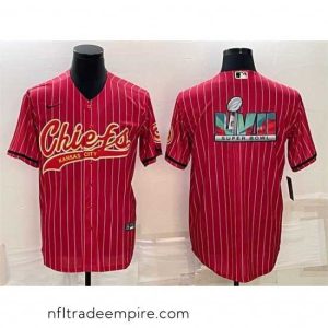 Delightful Kansas City Chiefs Red With Super Bowl LVII Big Logo Cool Base Stitched Baseball Jersey