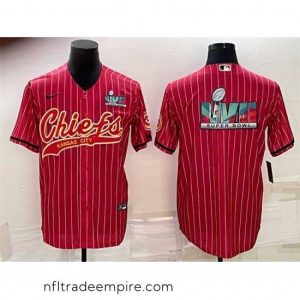 Magnificent Kansas City Chiefs Red With Super Bowl LVII Big Logo Cool Base Stitched Baseball JerseyS