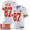 Enchanting Kansas City Chiefs Travis Kelce #87 White 2024 2025 Super Bowl LIX F.U.S.E Stitched Jersey
