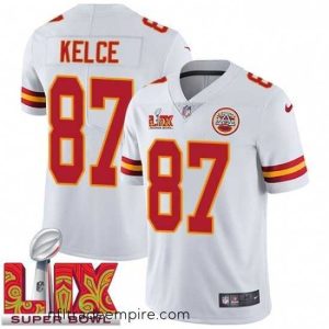 Enchanting Kansas City Chiefs Travis Kelce #87 White 2024 2025 Super Bowl LIX F.U.S.E Stitched Jersey