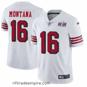 Magnificent NFL San Francisco 49ers 16 Joe Montana White Throwback Vapor Untouchable Limited Stitched 2024 Super Bowl LVIII Jersey