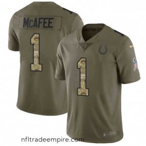 Magnificent Nike Indianapolis Colts 1 Pat McAfee Limited OliveCamo 2017 Salute to Service NFL Jersey