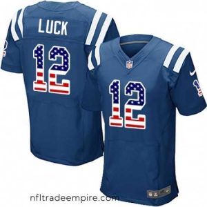 Delightful Nike Indianapolis Colts 12 Andrew Luck Elite Royal Blue Home USA Flag Fashion NFL Jersey