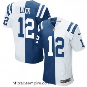 Alluring Nike Indianapolis Colts 12 Andrew Luck Elite Royal BlueWhite Split Fashion NFL Jersey