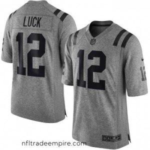 Gorgeous Nike Indianapolis Colts 12 Andrew Luck Limited Gray Gridiron NFL Jersey
