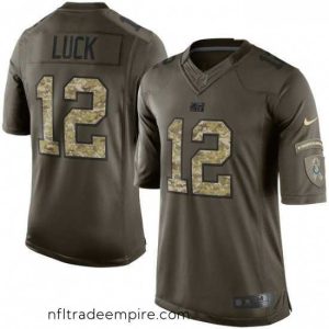 Stunning Nike Indianapolis Colts 12 Andrew Luck Limited Green Salute to Service NFL Jersey
