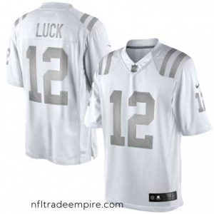 Delightful Nike Indianapolis Colts 12 Andrew Luck Limited White Platinum NFL Jersey
