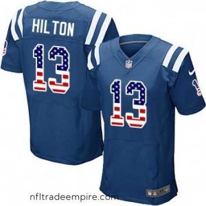 Gorgeous Nike Indianapolis Colts 13 TY Hilton Elite Royal Blue Home USA Flag Fashion NFL Jersey