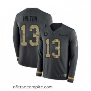 Superb Nike Indianapolis Colts 13 TY Hilton Limited Black Salute to Service Therma Long Sleeve NFL Jersey