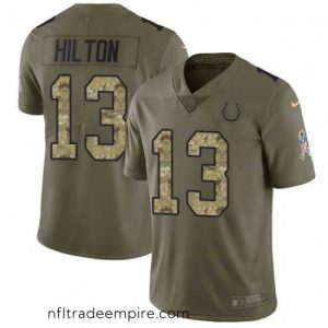 Superb Nike Indianapolis Colts 13 TY Hilton Limited OliveCamo 2017 Salute to Service NFL Jersey