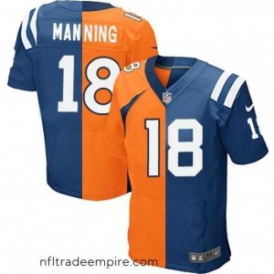 Irresistible Nike Indianapolis Colts 18 Peyton Manning Elite Royal BlueOrange Split Fashion NFL Jersey