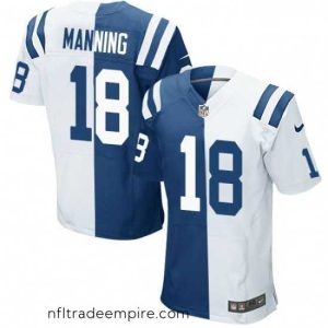 Irresistible Nike Indianapolis Colts 18 Peyton Manning Elite Royal BlueWhite Split Fashion NFL Jersey