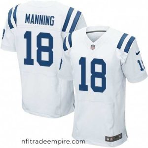 Magnificent Nike Indianapolis Colts 18 Peyton Manning Elite White NFL Jersey