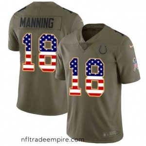Enchanting Nike Indianapolis Colts 18 Peyton Manning Limited OliveUSA Flag 2017 Salute to Service NFL Jersey