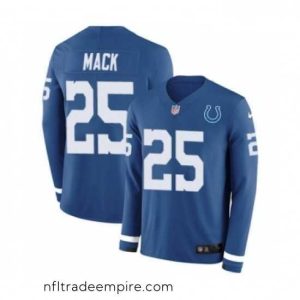 Stunning Nike Indianapolis Colts 25 Marlon Mack Limited Blue Therma Long Sleeve NFL Jersey