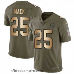 Superb Nike Indianapolis Colts 25 Marlon Mack Limited OliveGold 2017 Salute to Service NFL Jersey