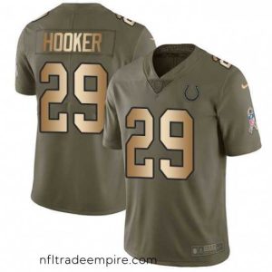 Alluring Nike Indianapolis Colts 29 Malik Hooker Limited OliveGold 2017 Salute to Service NFL Jersey