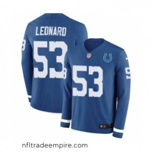 Superb Nike Indianapolis Colts 53 Darius Leonard Limited Blue Therma Long Sleeve NFL Jersey