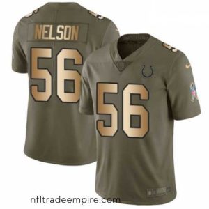 Charming Nike Indianapolis Colts 56 Quenton Nelson Limited Olive Gold 2017 Salute to Service NFL Jersey
