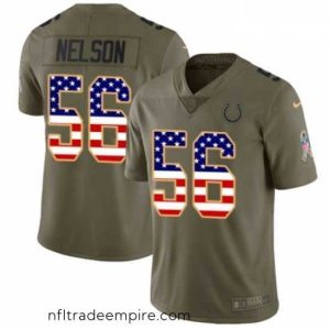 Alluring Nike Indianapolis Colts 56 Quenton Nelson Limited Olive USA Flag 2017 Salute to Service NFL Jersey