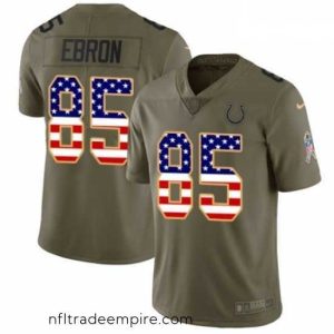 Alluring Nike Indianapolis Colts 85 Eric Ebron Limited OliveUSA Flag 2017 Salute to Service NFL Jersey