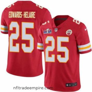 Alluring Nike Kansas City Chiefs 25 Clyde Edwards Helaire Red Team Color Bound Stitched NFL Vapor Untouchable Limited 2024 Super Bowl LVIII Jersey