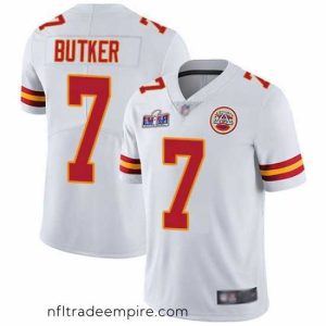 Enchanting Nike Kansas City Chiefs 7 Harrison Butker White Bound Stitched NFL Vapor Untouchable Limited 2024 Super Bowl LVIII Jersey