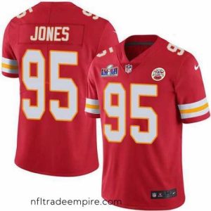 Stunning Nike Kansas City Chiefs 95 Chris Jones Red Team Color Bound Stitched NFL Vapor Untouchable Limited 2024 Super Bowl LVIII Jersey