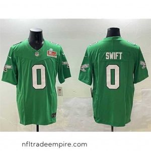 Irresistible Philadelphia Eagles 0 D 27Andre Swift Green 2025 Super Bowl LIX Patch F.U.S.E  Throwback Vapor Untouchable Limited Stitched Football Jersey