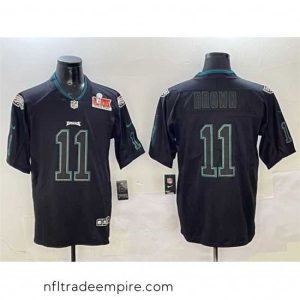 Charming Philadelphia Eagles 11 A J  Brown Lights Out Black 2025 Super Bowl LIX Patch Color Rush Vapor Untouchable Limited Stitched Football Jersey