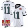 Alluring Philadelphia Eagles 11 A J  Brown White 2025 Eagles Logo Super Bowl LIX Patch New F.U.S.E  Vapor Untouchable Limited Stitched Football Jersey