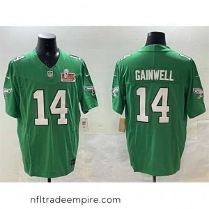 Superb Philadelphia Eagles 14 Kenneth Gainwell Green 2025 Super Bowl LIX Patch F.U.S.E  Throwback Vapor Untouchable Limited Stitched Football Jersey
