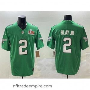 Gorgeous Philadelphia Eagles 2 Darius Slay Jr  Green 2025 Super Bowl LIX Patch F.U.S.E  Throwback Vapor Untouchable Limited Stitched Football Jersey