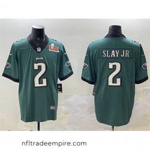 Irresistible Philadelphia Eagles 2 Darius Slay Jr  Green 2025 Super Bowl LIX Patch Vapor Untouchable Limited Stitched Football Jersey